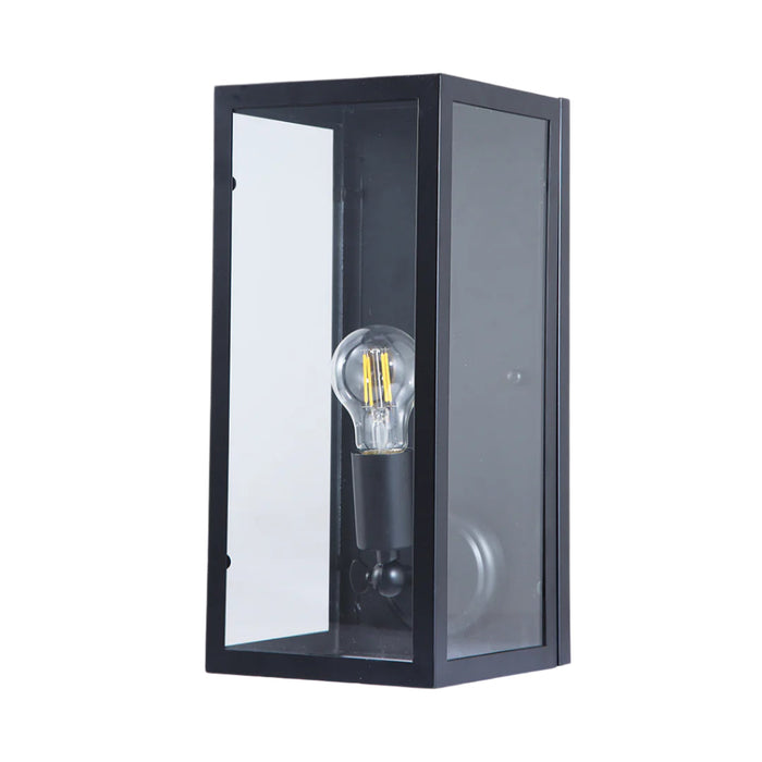 Classic Black Outdoor Wall Light – Glass Panel Design