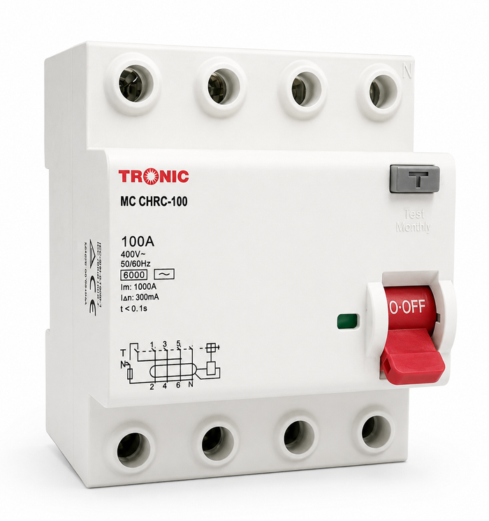 Four Pole 100Amps 300Mega Amps RCCB