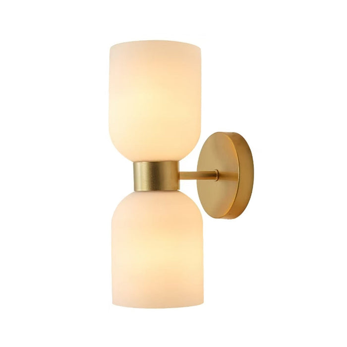 Twin Frosted Cylinders on Gold Round Base