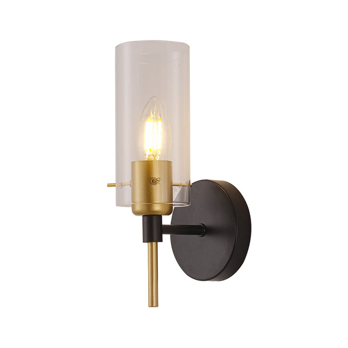 Golden Accent Fixture with Clear Glass & Black Base