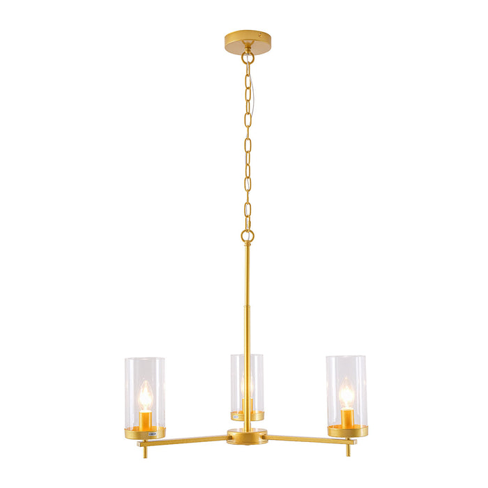Golden 3-Light Pendant Lamp with Clear Glass Shades (E14)
