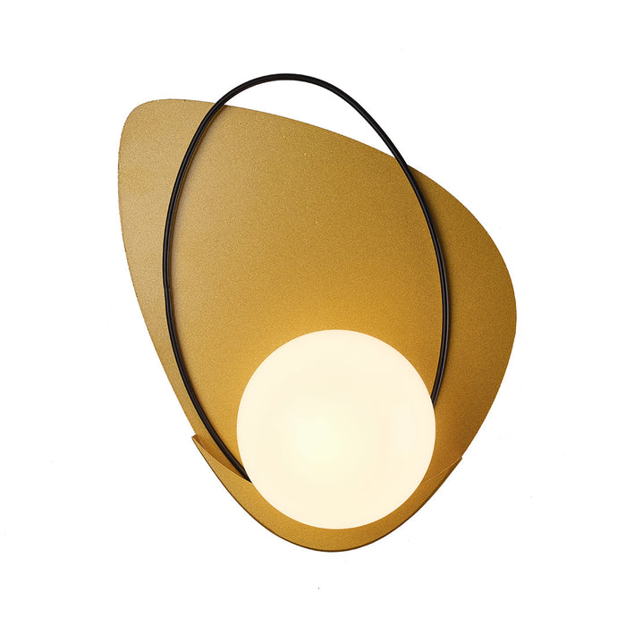 Golden Accent Wall Fixture with White Glass & Black Frame