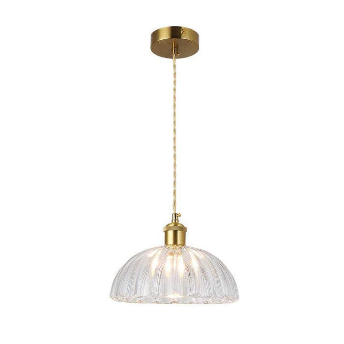 Vintage Ribbed Glass Pendant Light