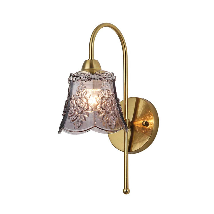 Antique Floral Embossed Glass Wall Light