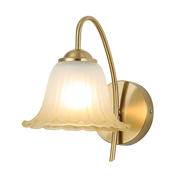 Decorative Frosted Bell Wall Light with Gold Arm