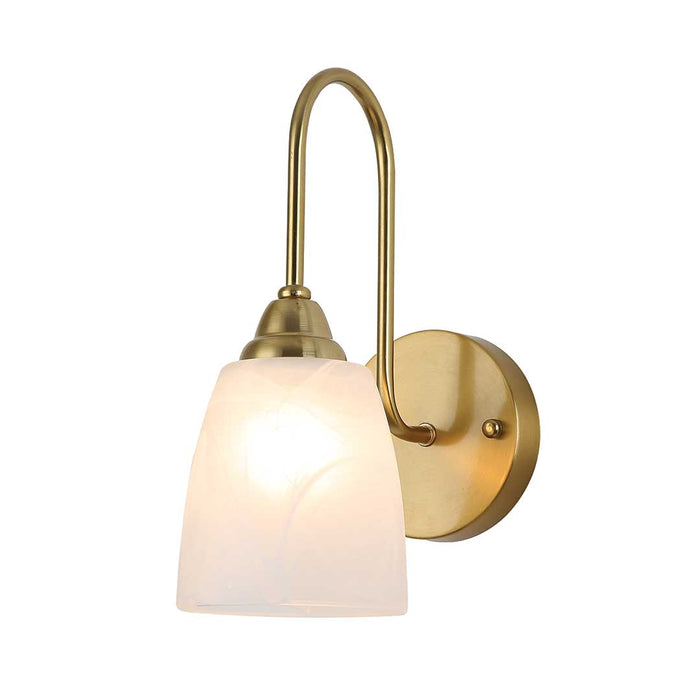 Modern Frosted Glass Wall Light with Brass Arm