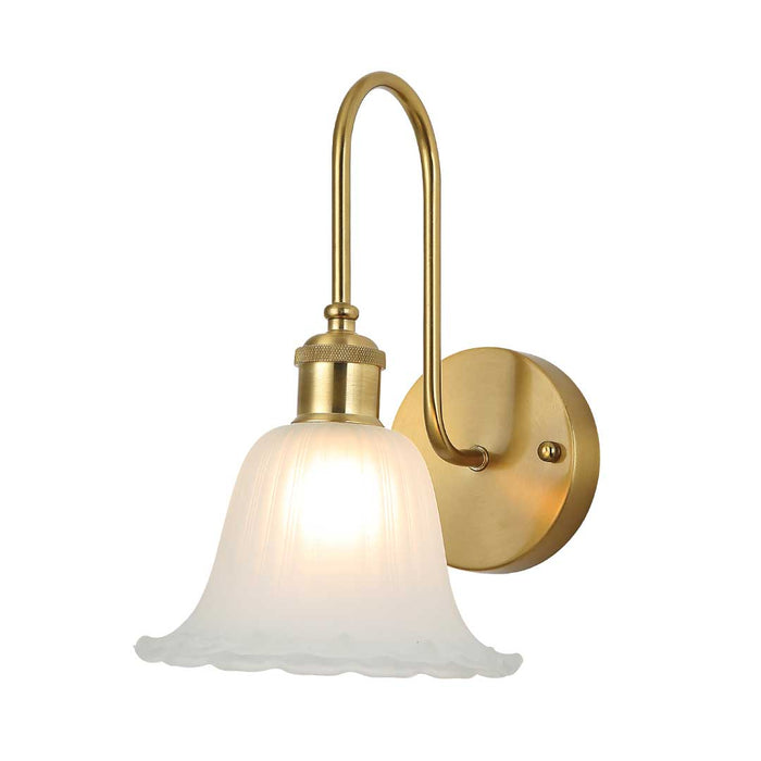 Ornate Rippled Bell Wall Light – Gold & Frosted White