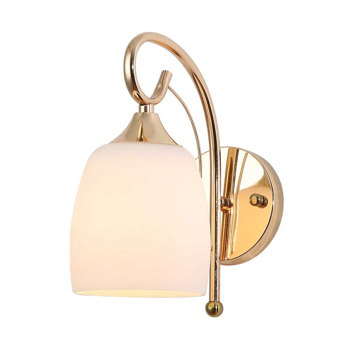 Artistic Curved Brass Wall Light with Frosted Glass