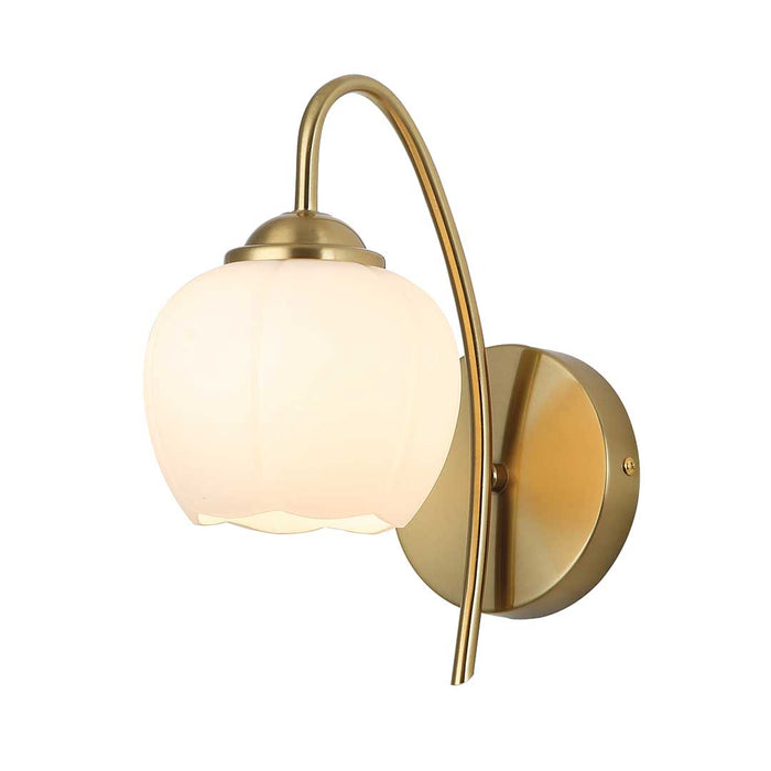 Decorative Globe Frosted Glass Wall Light with Gold Arm
