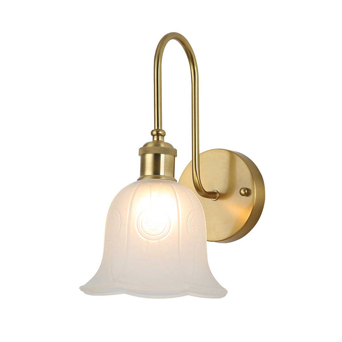 Decorative Frosted Bell Wall Light with Gold Arm