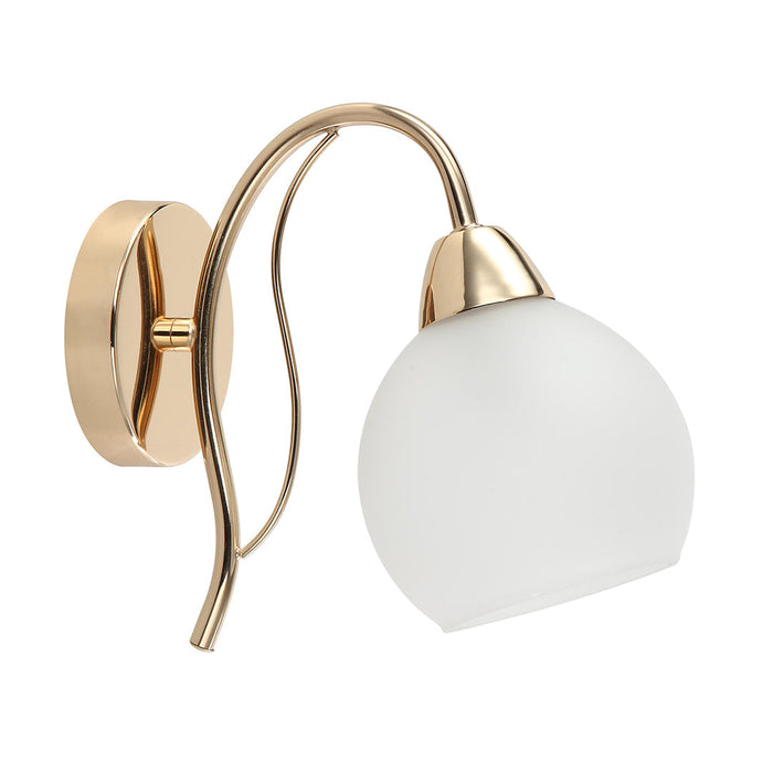 Gold & White Decorative Wall Light – Curved Arm Design