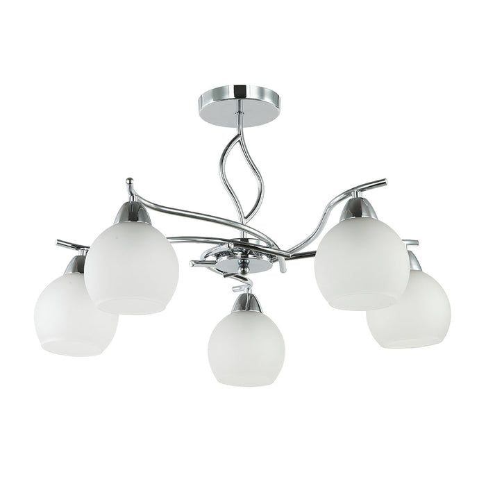 Elegant Silver 5-Light Frosted Glass Pendant