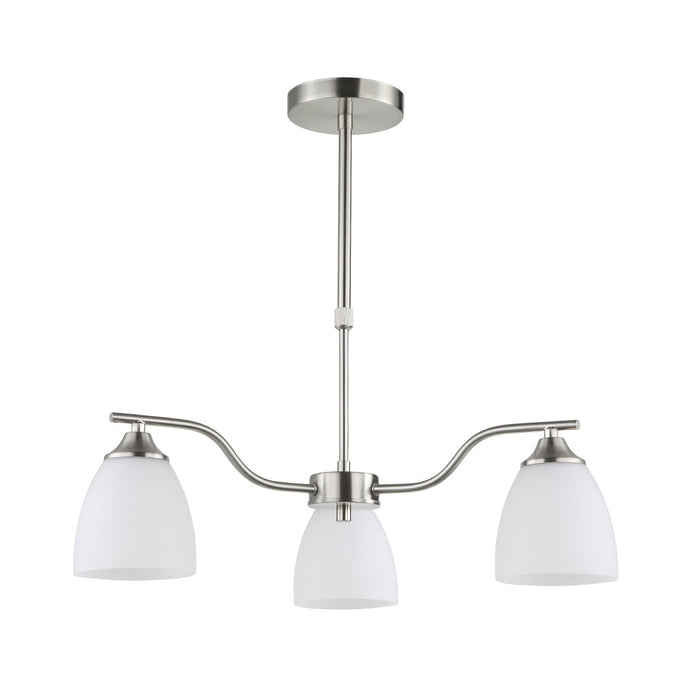 Silver & White 3-Light Glass Pendant