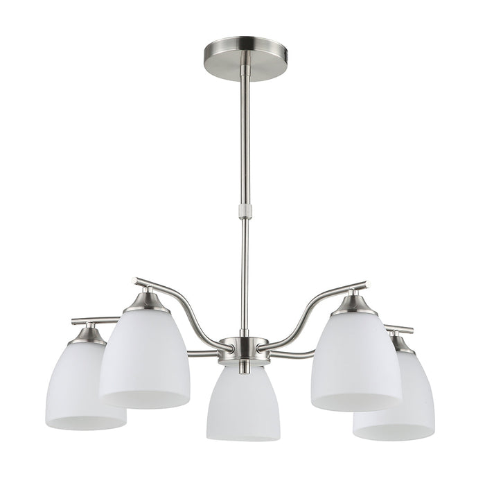 Silver & White 5-Light Glass Pendant