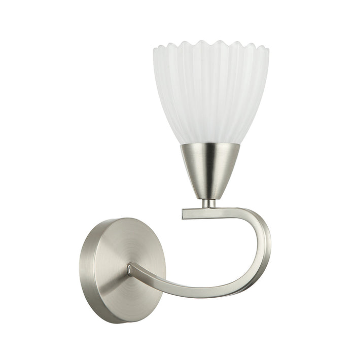 Decorative Wall Lamp – Silver/White Finish, E14 Base, Iron & Glass