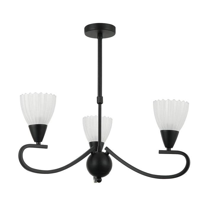 3-Light Pendant Lamp – E14 Base, Black/White Finish, Iron & Glass Design