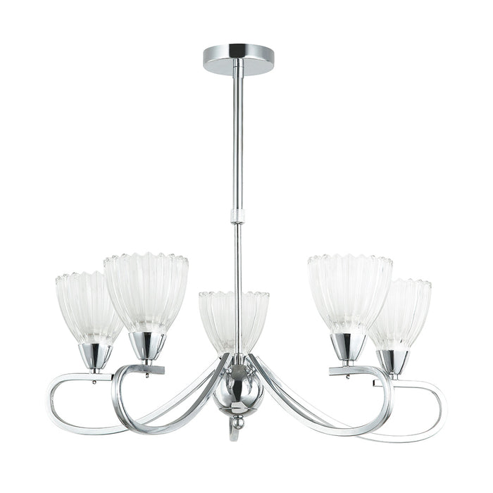 Elegant Silver 5-Light Frosted Glass Pendant