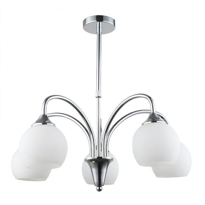 Silver & White 5-Light Pendant Lamp – Graceful Lighting for Modern Interiors