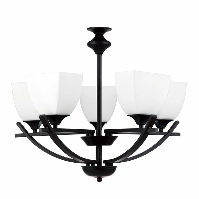 Elegant Black & White 5-Light Pendant Lamp