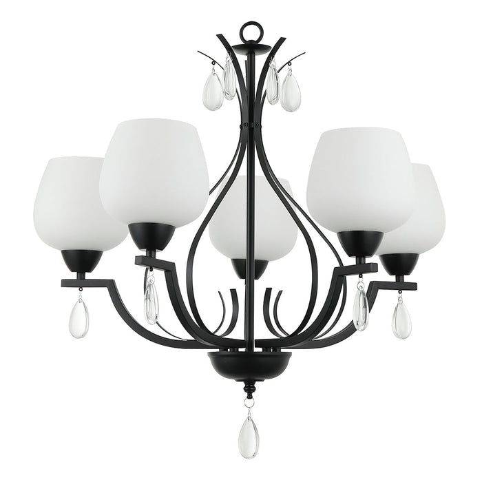 Black & White 5-Light Frosted Glass Pendant