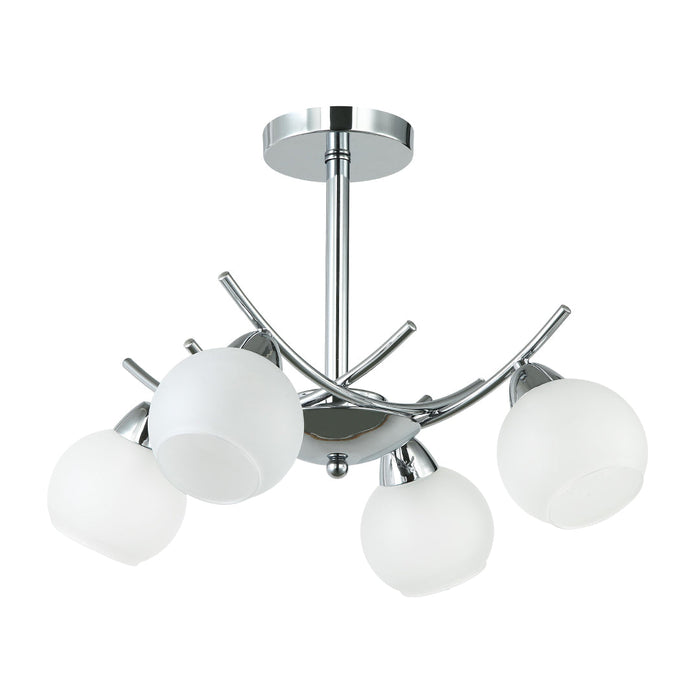 Elegant 4-Light Silver Pendant with Frosted Glass Globes