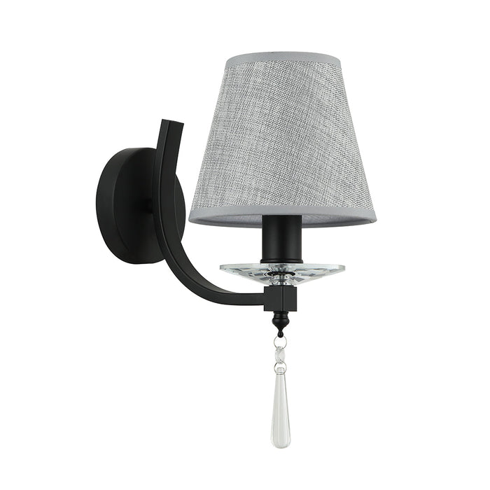 Elegant Black/Grey Wall Lamp with Fabric Shade