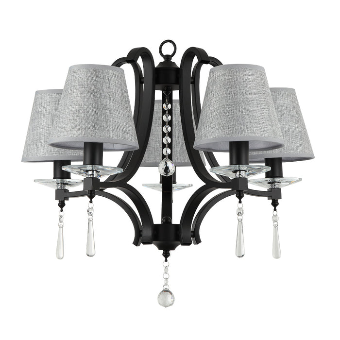 Elegant Black & Grey 5-Light Pendant with Crystal Accents