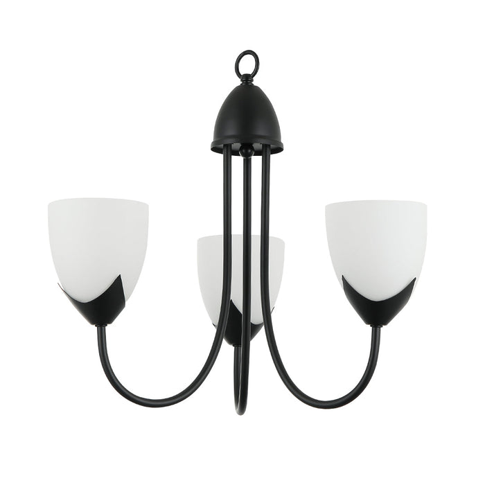 3-Light Pendant Lamp – E27 Base, Iron & Glass, Black/White Finish