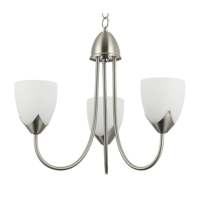 Silver & White 3-Light Pendant with Frosted Glass Shades