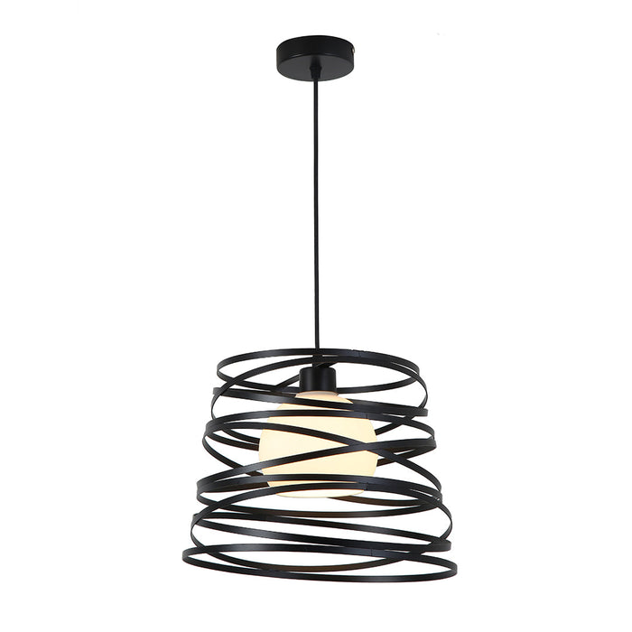 Modern Spiral Pendant Light with Frosted Glass Globe
