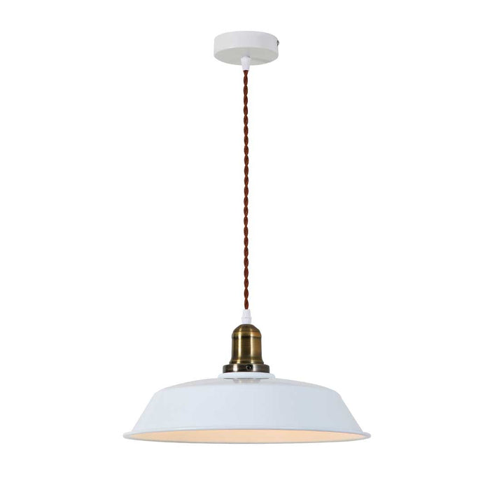 Contemporary White Deep-Dish Pendant Light