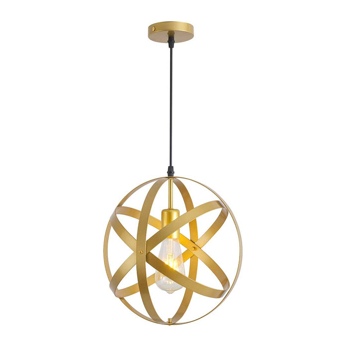 Gold Modern Pendant Lamp with E27 Holder (Iron Frame, IP20 Rated)