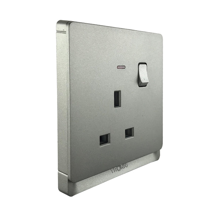 13A Single Socket with Switch & Neon Indicator – Grey