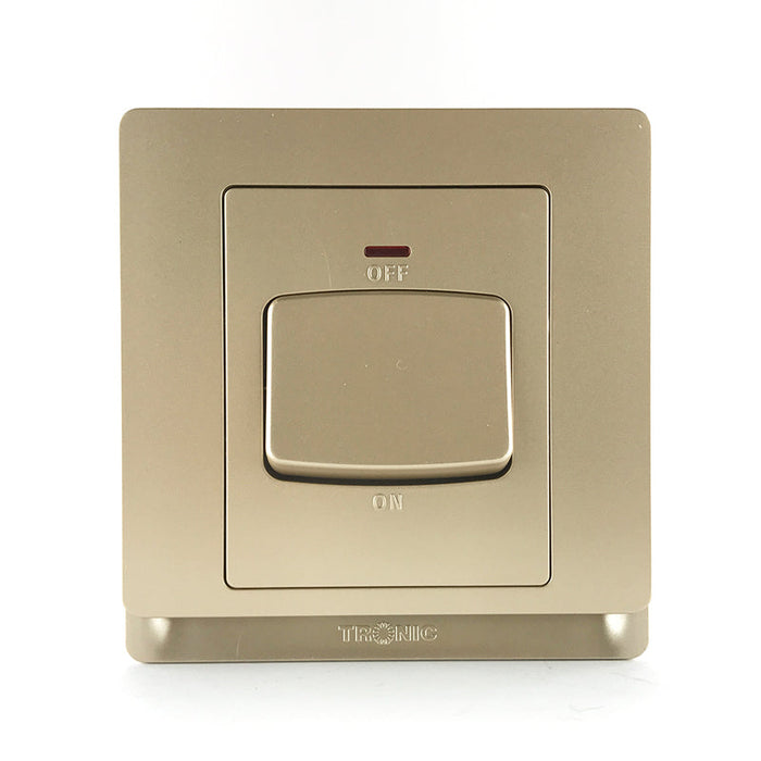 Gold 45A 1-Gang Double Pole Switch with Neon