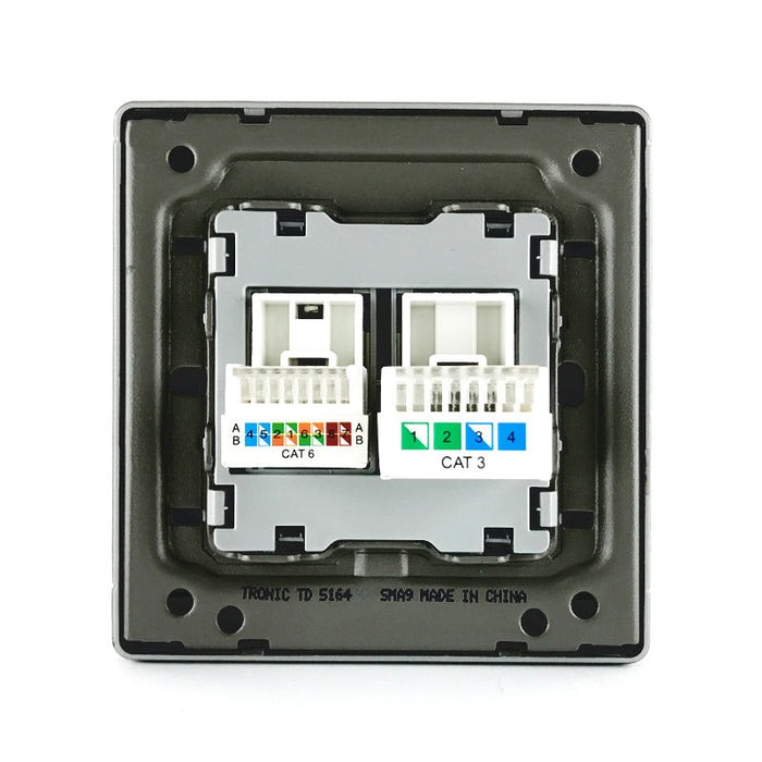 PC and Telephone Socket – Black