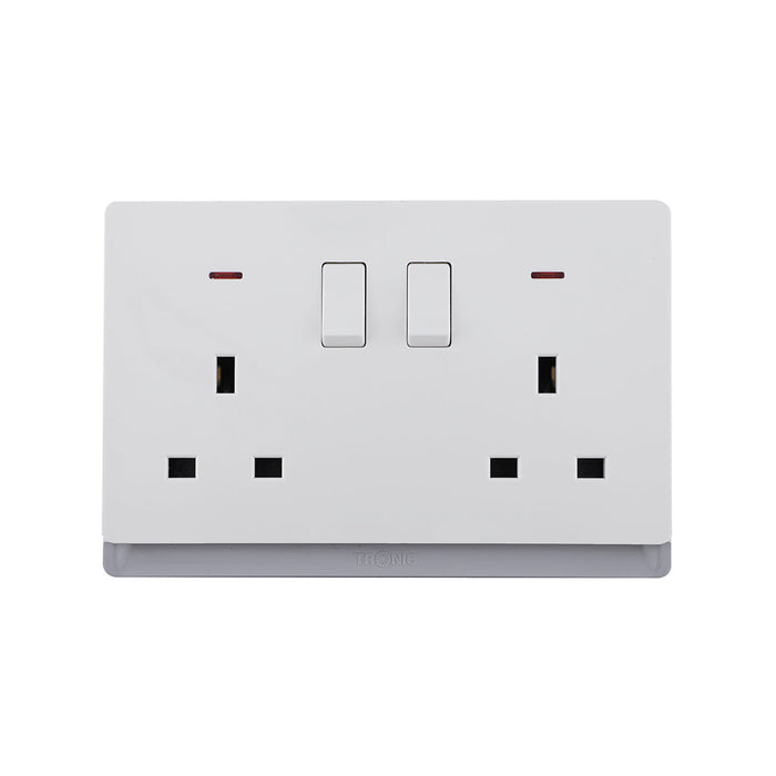 Double 13A Socket with Switch & Neon Indicator – Ivory