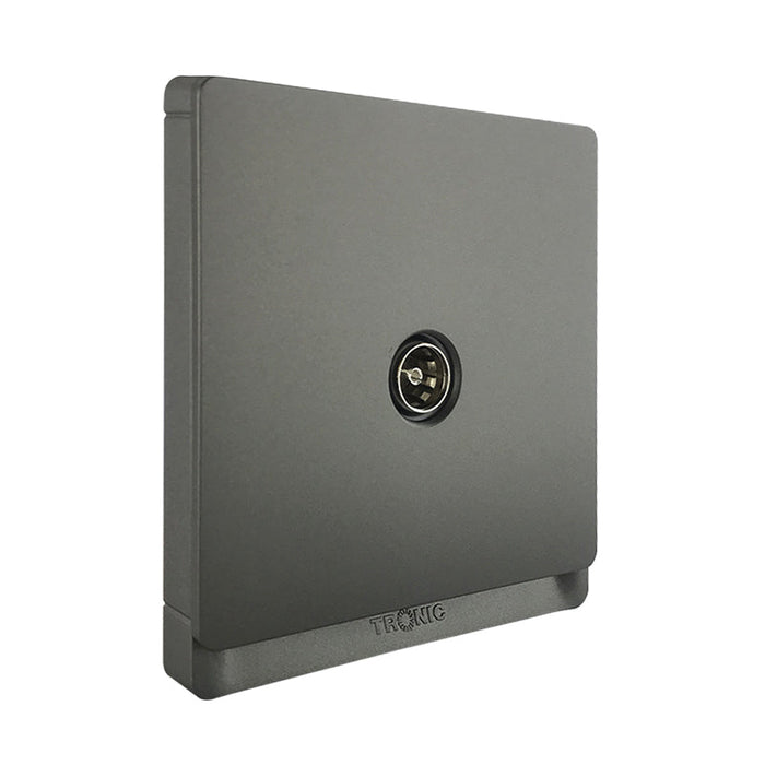 Grey TV Socket – Screwless Design with Modern Finish