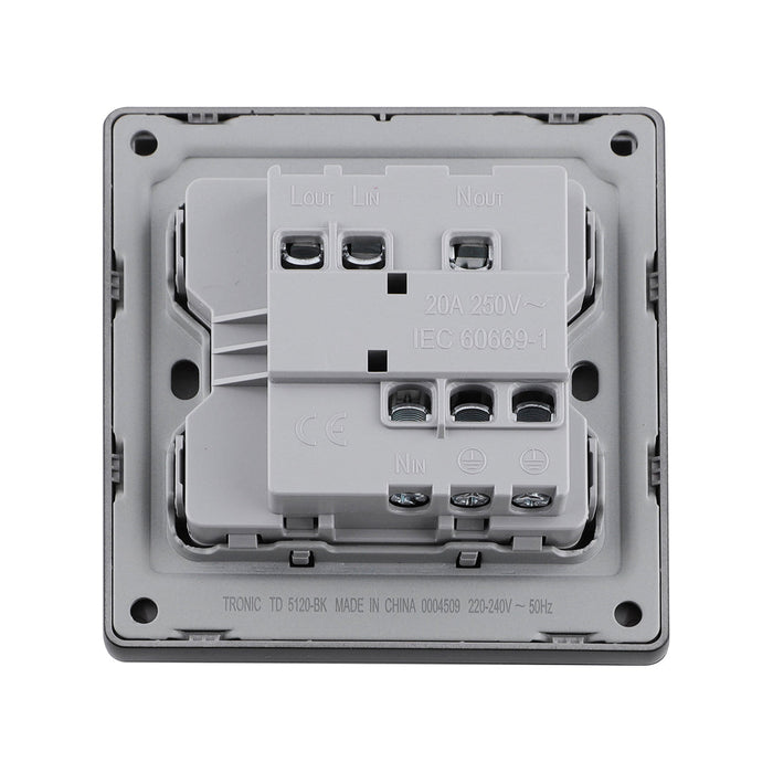 20A Double Pole Switch with Neon – Black