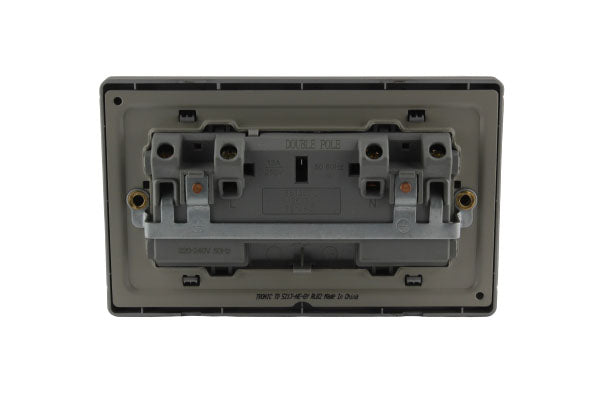 Grey Double Socket with Neon Light Indicator – 2 Gang, 13A