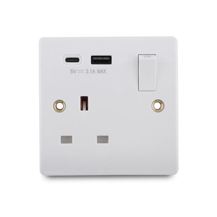 Multi-Functional USB Wall Socket with USB-C and USB-A Charging Ports