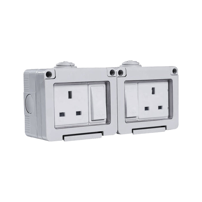 IP55 Outdoor Double Switch Socket – 13A, 2 Gang