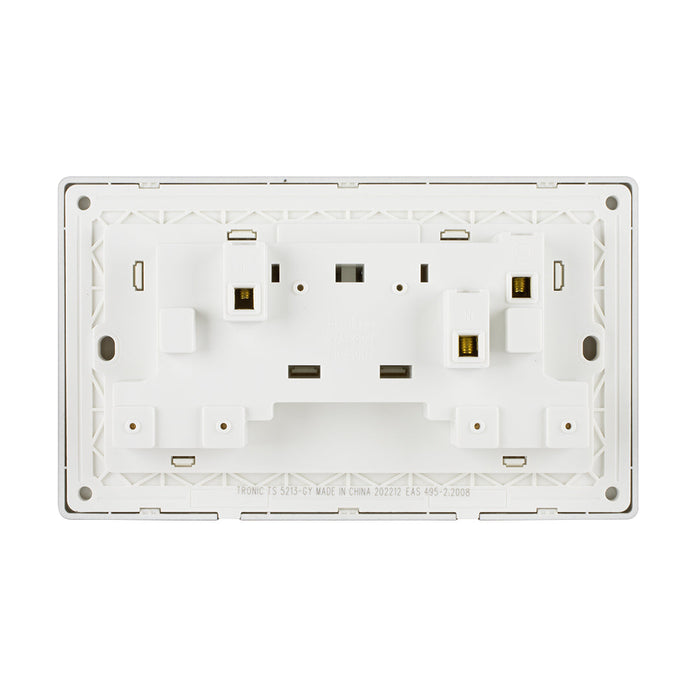 Grey - Twin Switch Socket with Neon