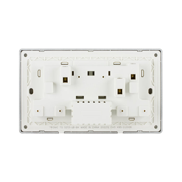 Black - Twin Switch Socket with USB + Type C