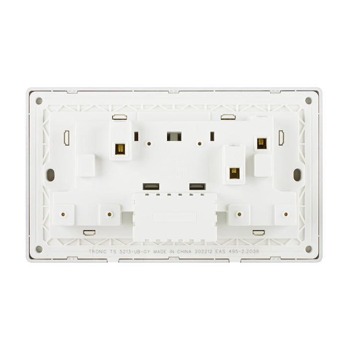 Grey - Twin Switch Socket with USB + Type C