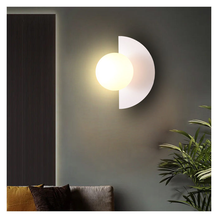 Modern Half-Moon Wall Lamp with Frosted Globe