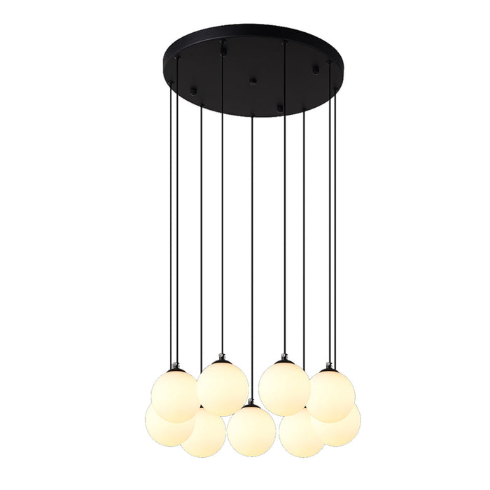 9-Globe Modern Pendant Chandelier with Matte Black Finish