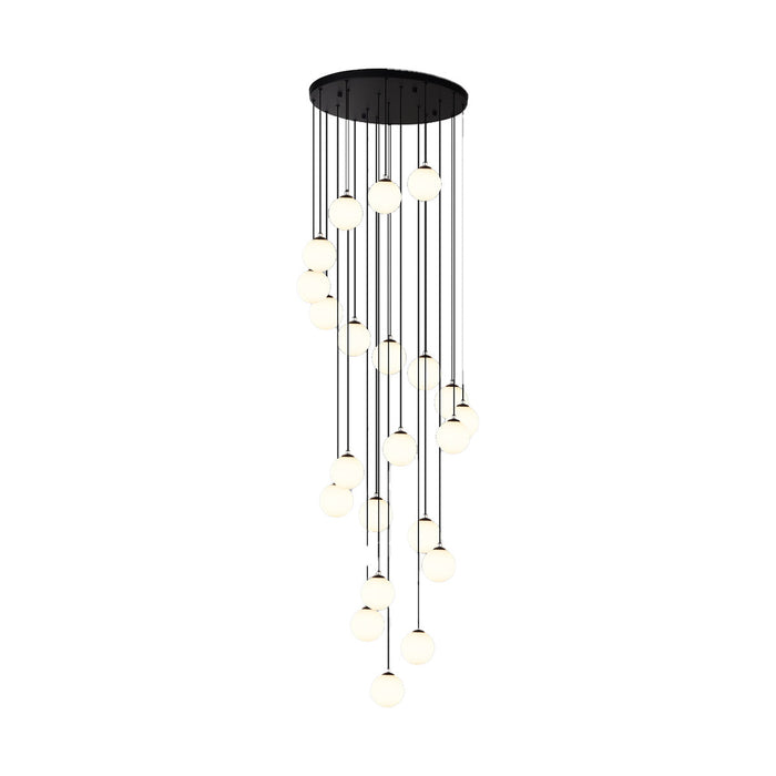 20-Globe Spiral Pendant Chandelier with Matte Black Finish