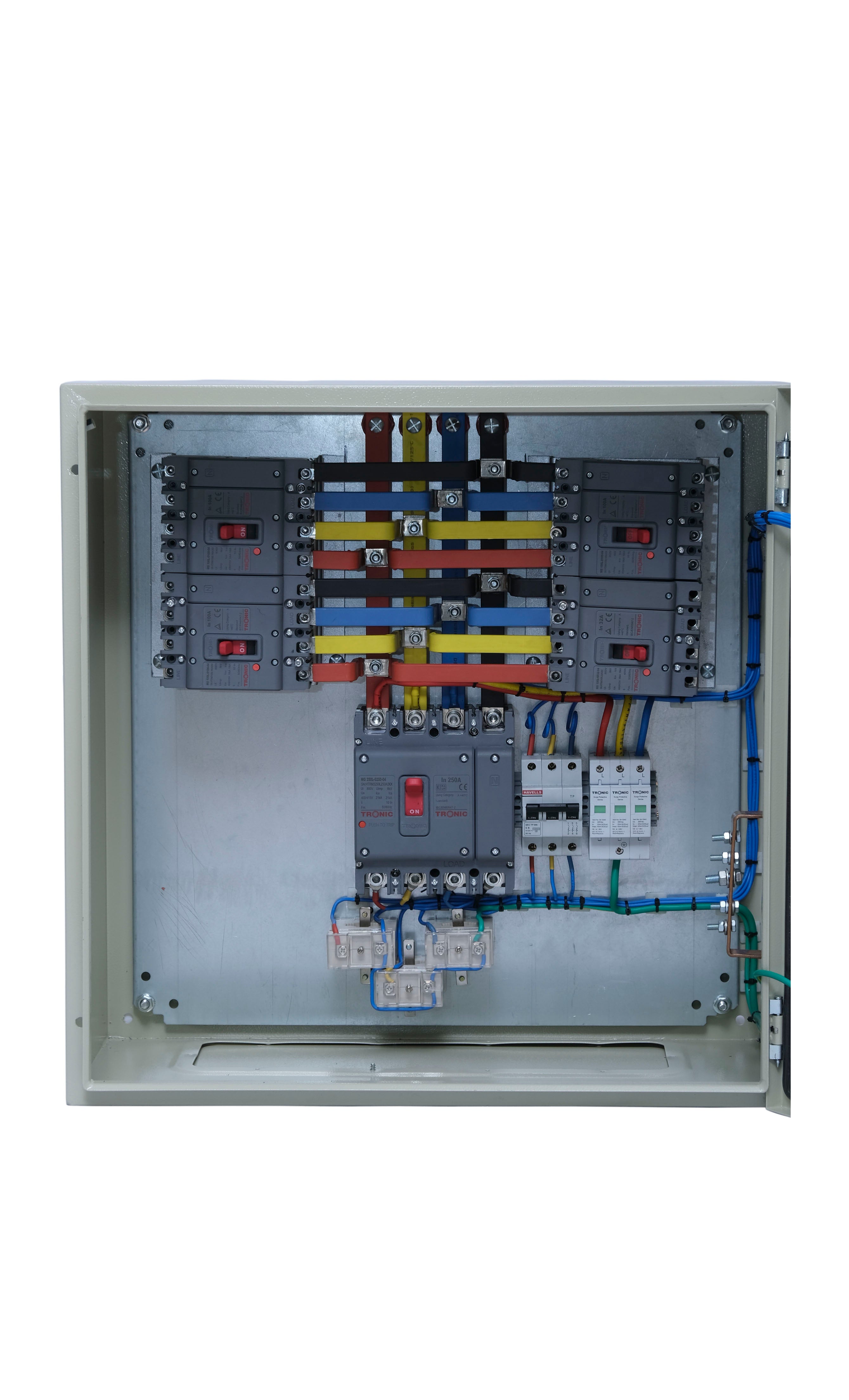 250A 4 Ways Three Phase Distribution Board With 4 Pole MCCB – Tronic ...