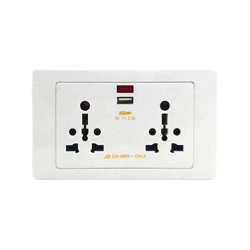 Twin Universal Socket with 1 USB - Tronic Tanzania