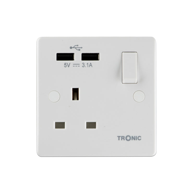 Single Switch Socket with 2XUSB